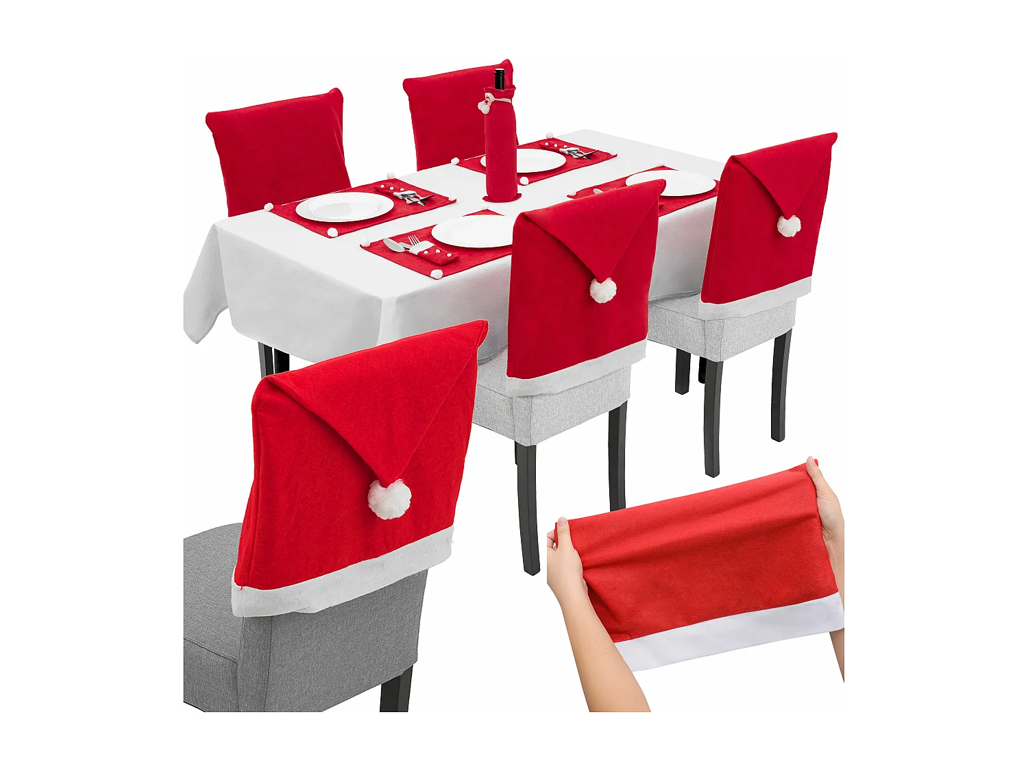 HOUSSE DE CHAISE BONNET DE PÈRE NOËL  380667 6PCS DARK RED