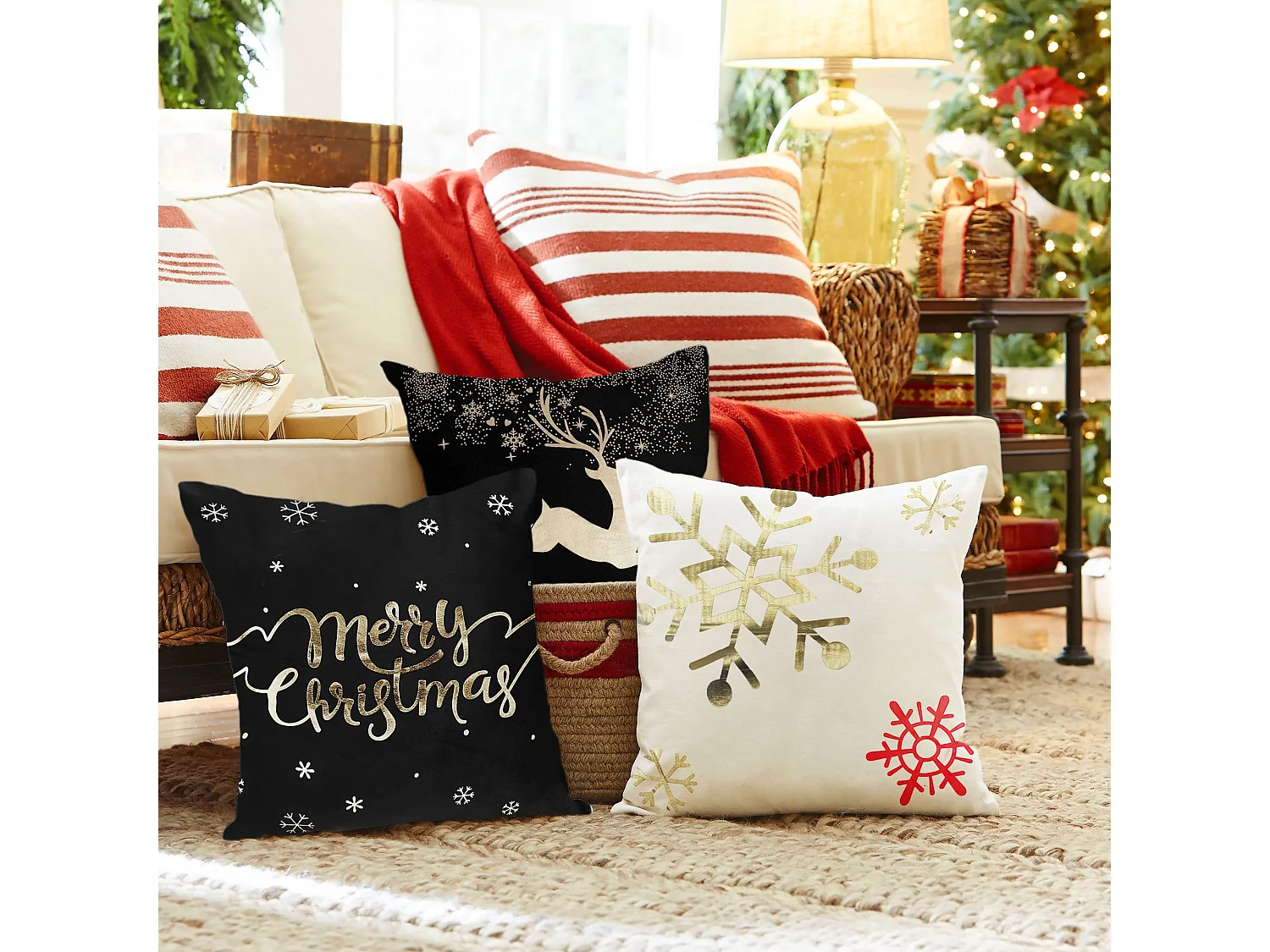 HOUSSE DE COUSSIN DE NOËL BC19 45X45 WHITE