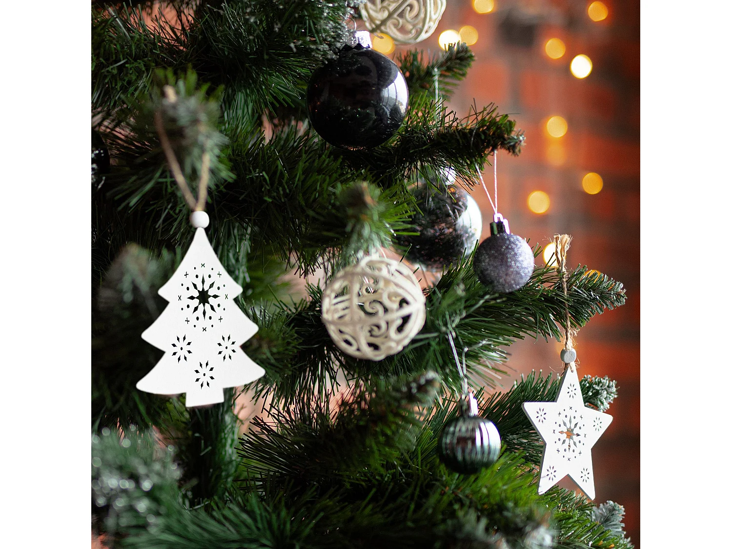 Cintres pour Sapin de Noël Blanc 6 Pièces Décorations Arbre Noël 300878