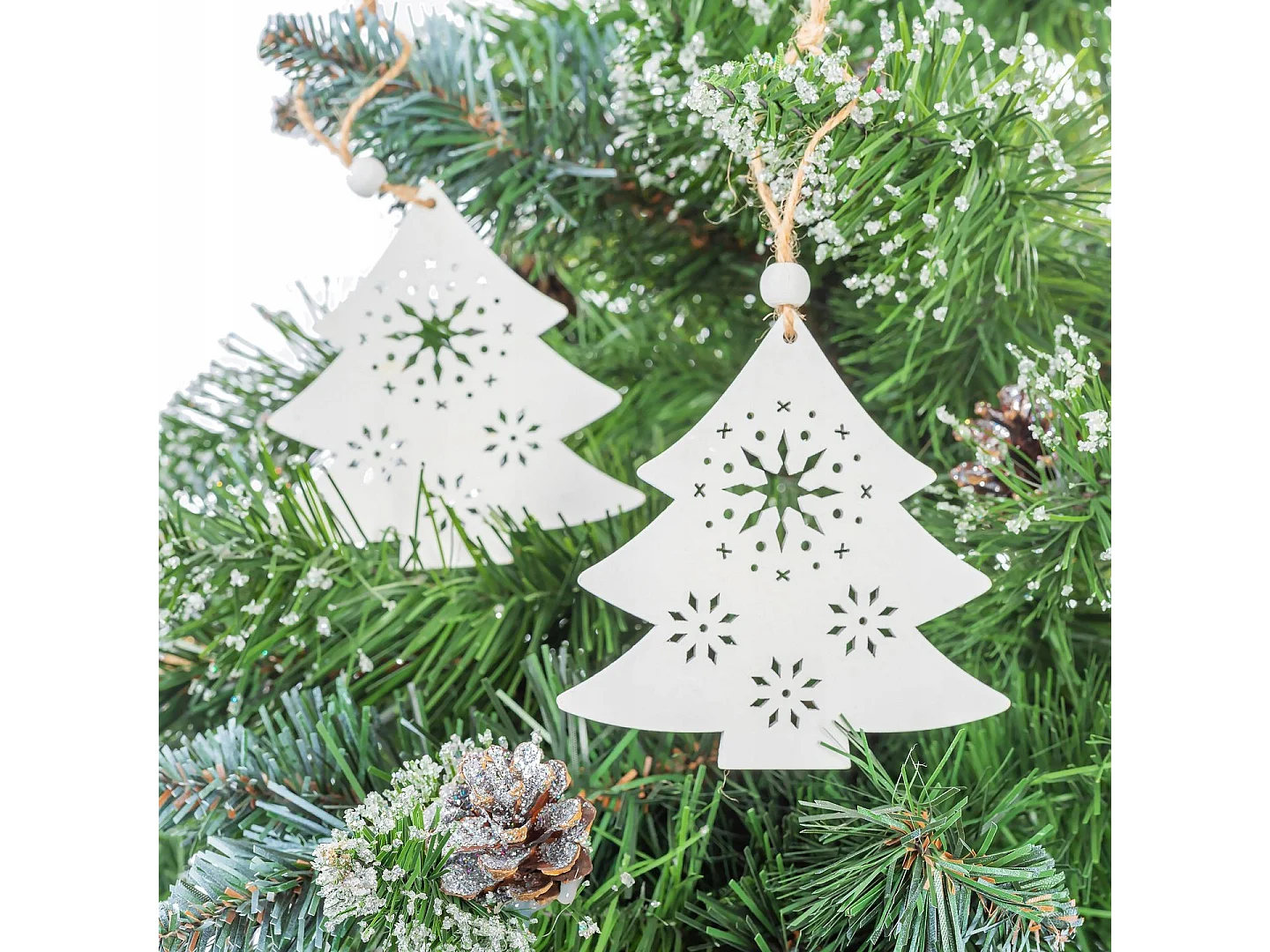 Cintres pour Sapin de Noël Blanc 6 Pièces Décorations Arbre Noël 300878