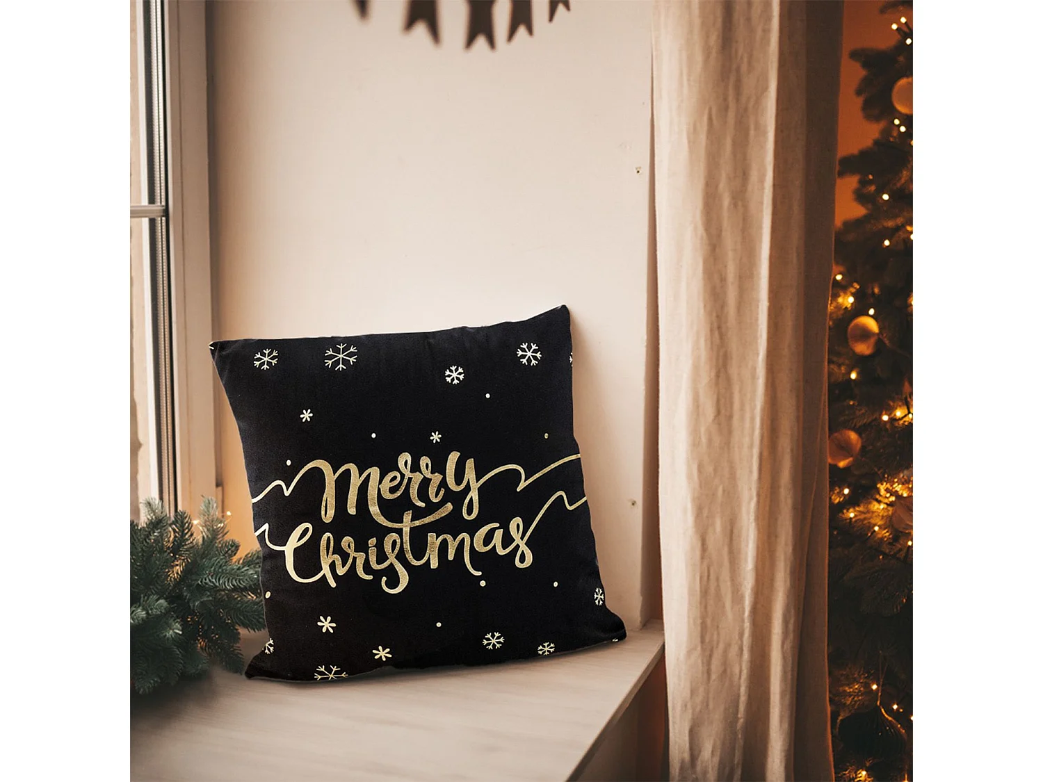 HOUSSE DE COUSSIN DE NOËL  BC25 45X45 BLACK