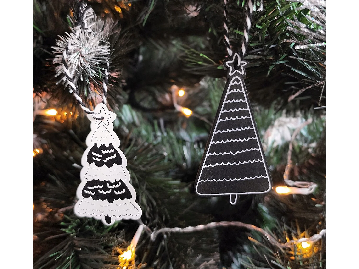 DÉCORATIONS DE L'ARBRE DE NOËL  KL-21X16 12PCS BLACK GREY