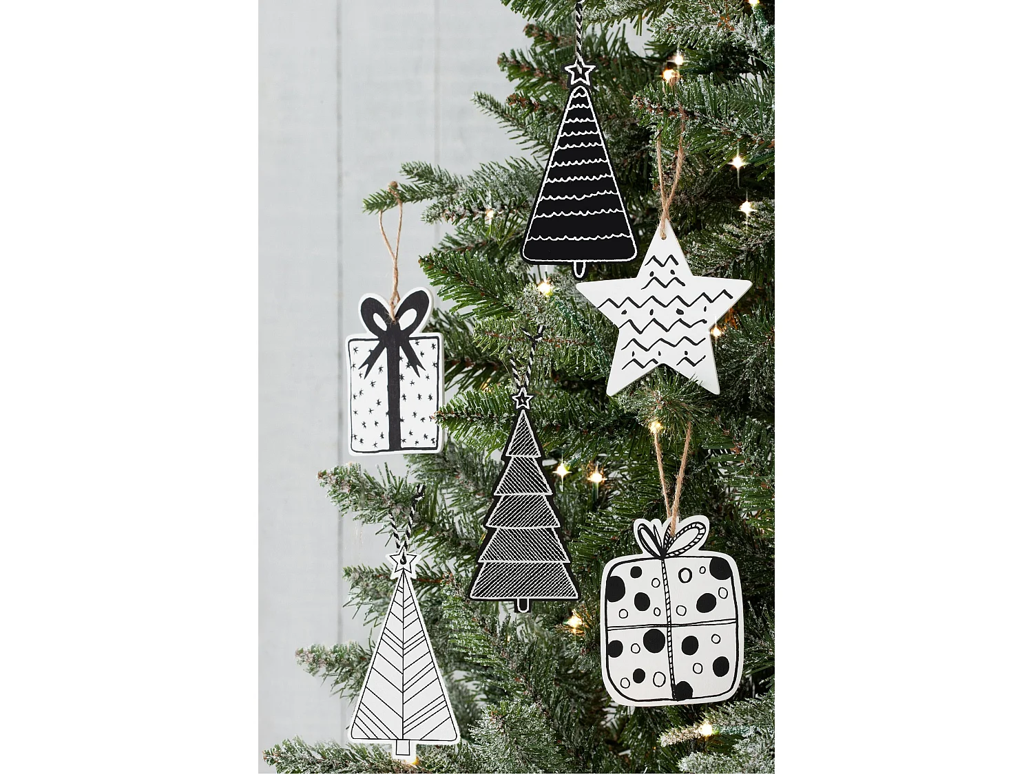 DÉCORATIONS DE L'ARBRE DE NOËL  KL-21X16 12PCS BLACK GREY