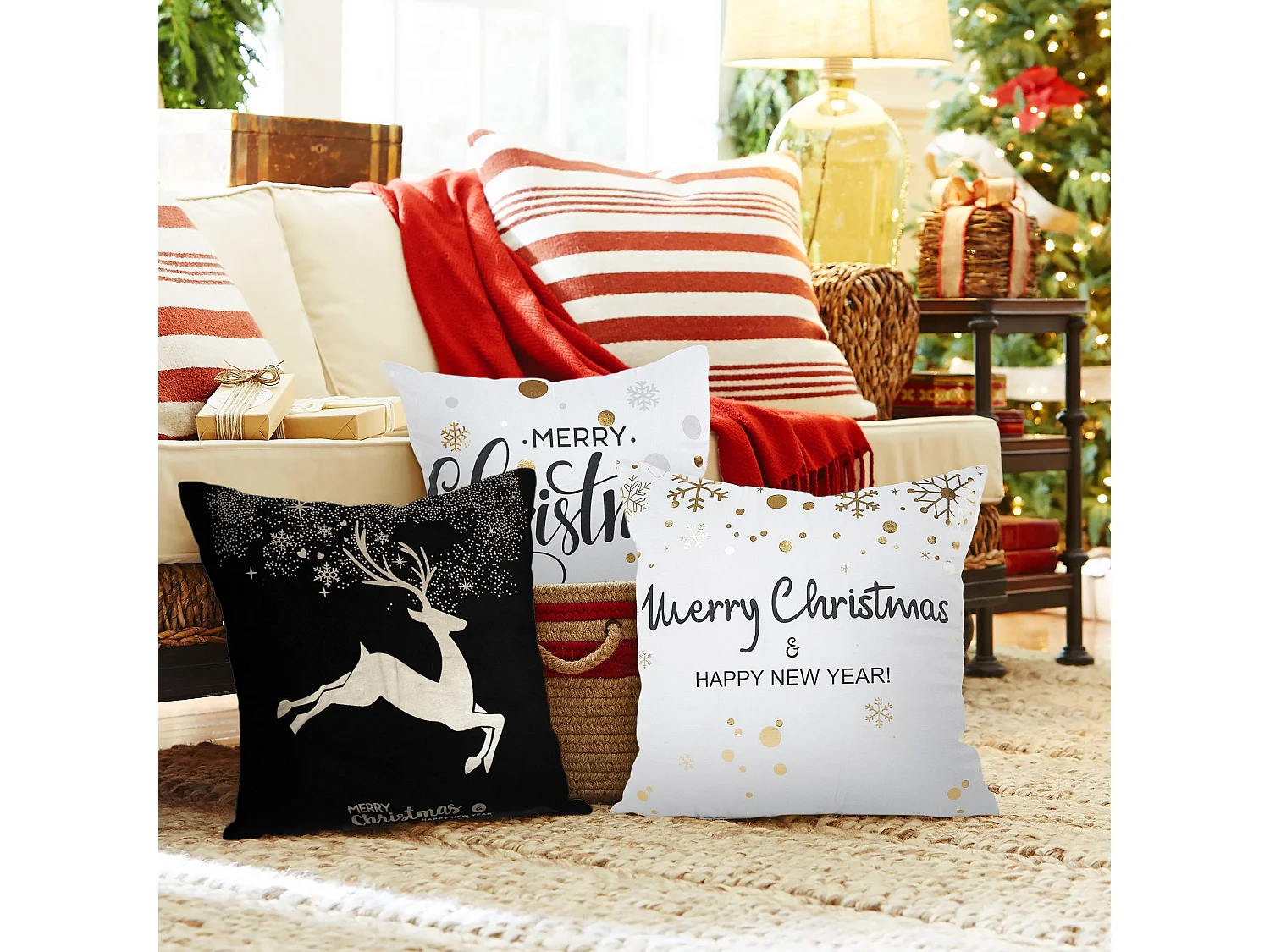 HOUSSE DE COUSSIN DE NOËL  BC21 45X45 BLACK