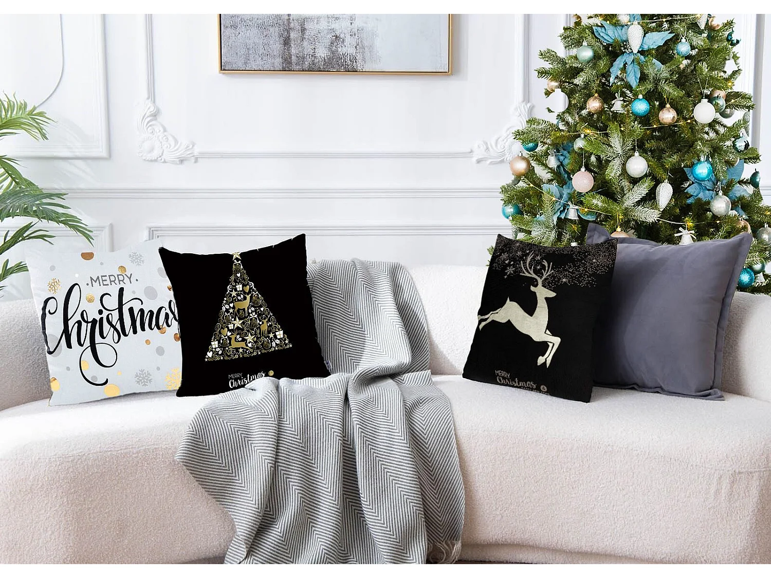 HOUSSE DE COUSSIN DE NOËL  BC21 45X45 BLACK