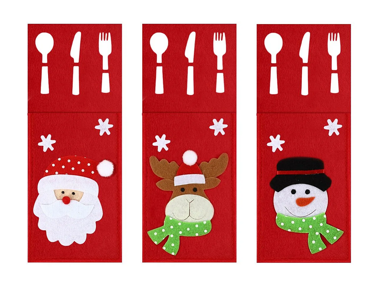HOUSSE POUR COUVERTS DE NOËL  KF333 3PCS DARK RED