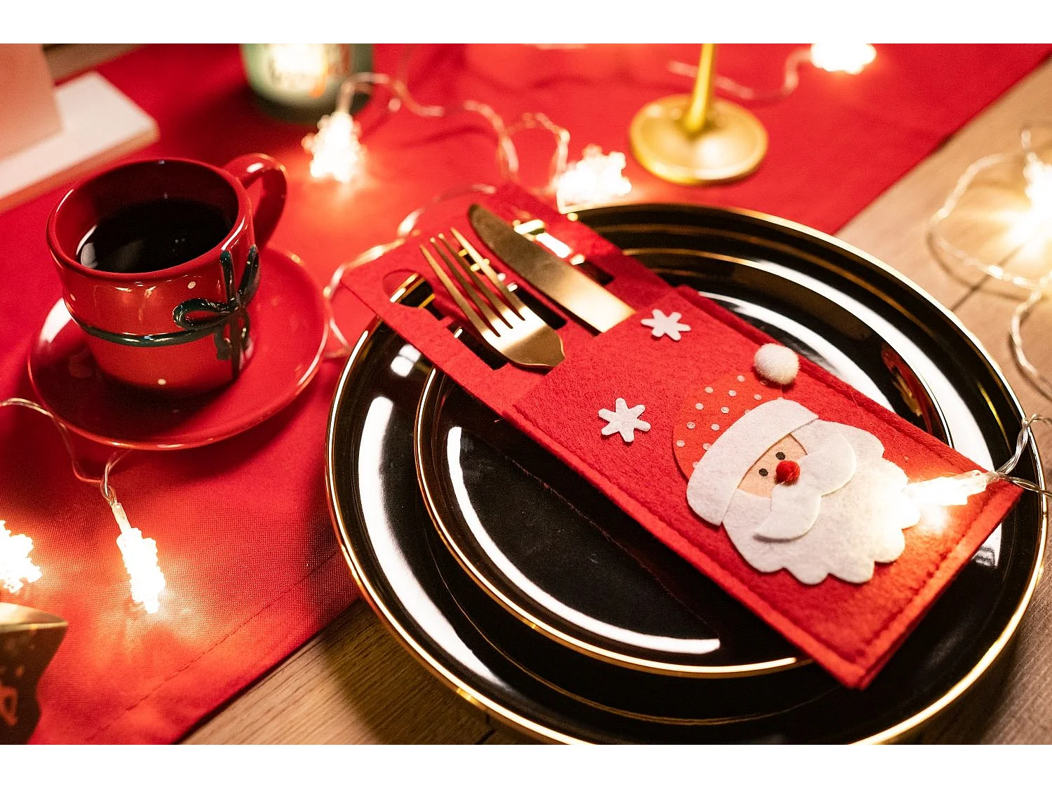 HOUSSE POUR COUVERTS DE NOËL  KF333 3PCS DARK RED