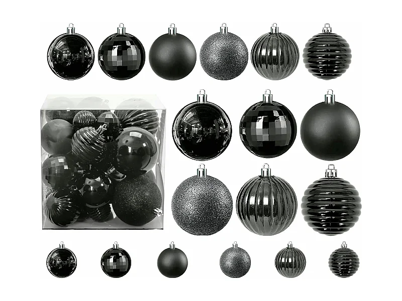 BOULES DE NOËL 311433C 36PCS NOIR