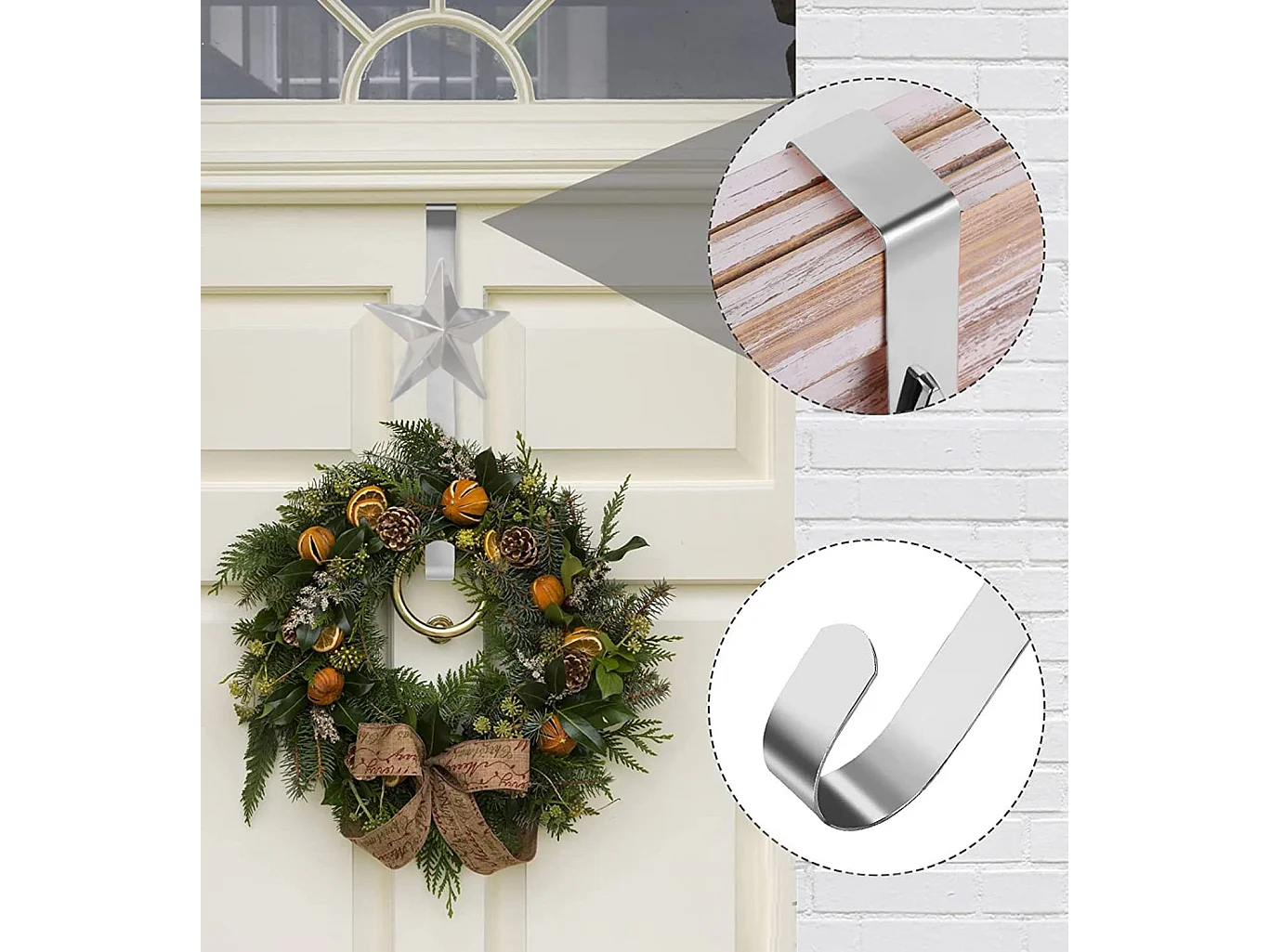 PORTE-MANTEAU DE NOËL ÉTOILE  301079 37CM WHITE