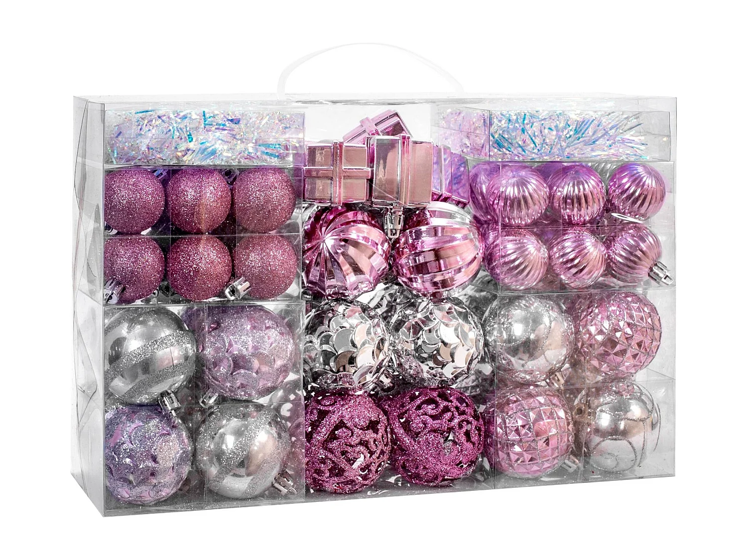 Ensemble de Boules de Noël en Plastique Rose 72 pièces