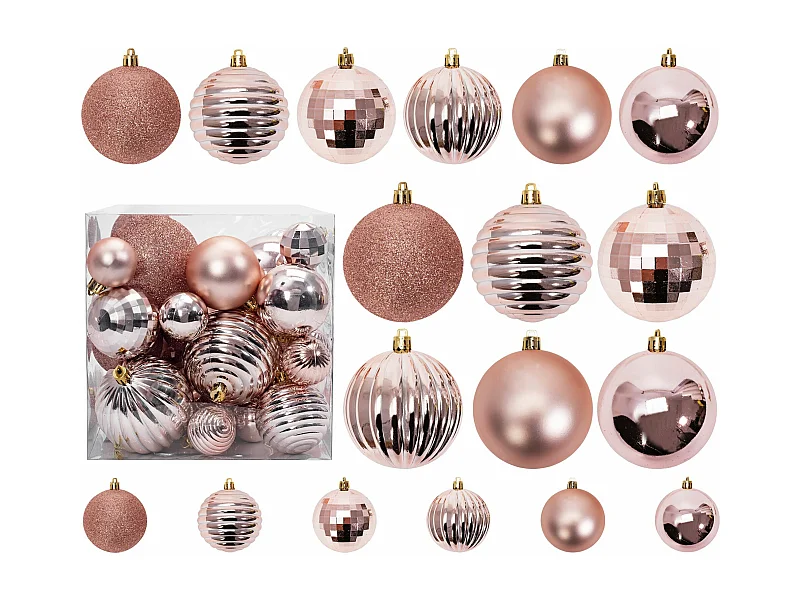 BOULES DE NOËL  311433B 36PCS ROSE GOLD
