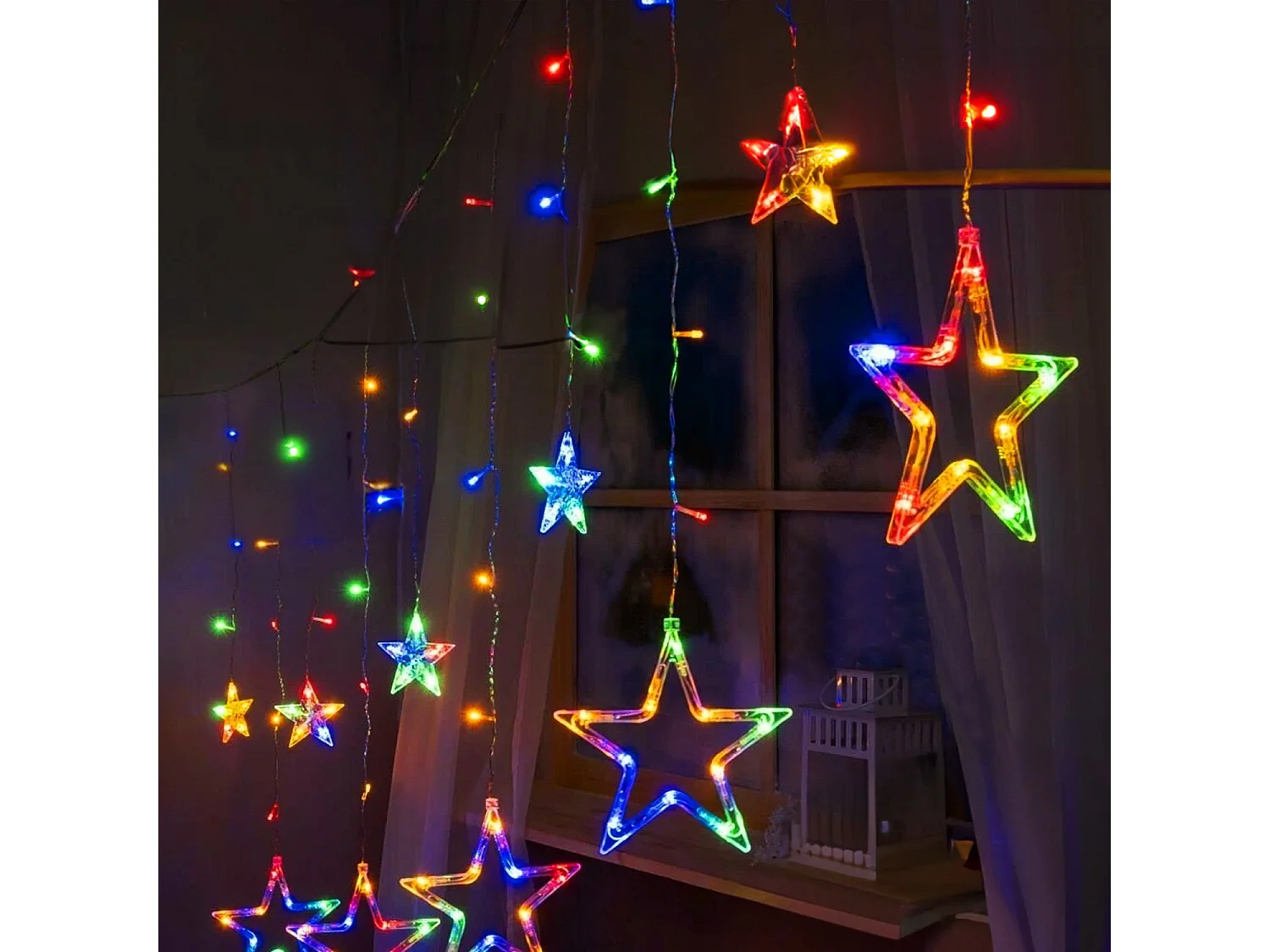Rideau Étoiles LED avec Télécommande Multicolore