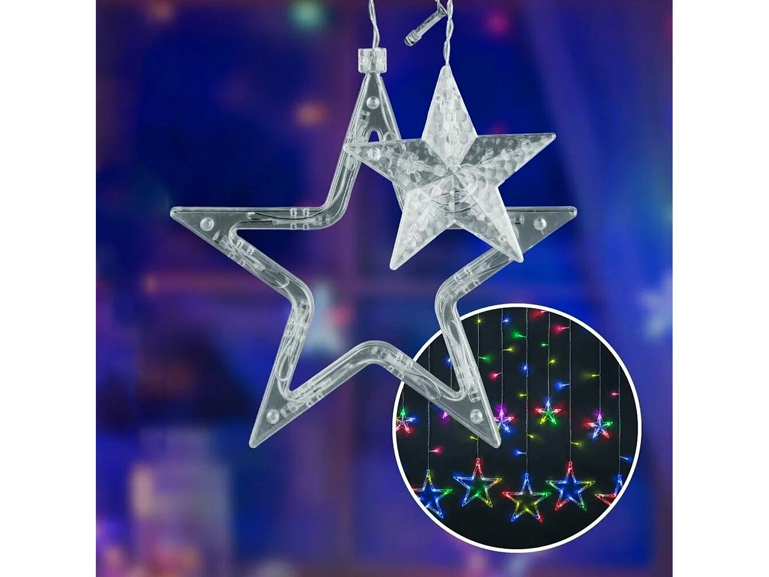 Cortina de Estrellas LED con Control Remoto Multicolor