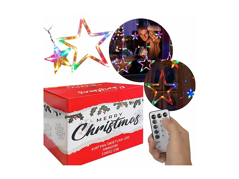 Cortina de Estrellas LED con Control Remoto Multicolor