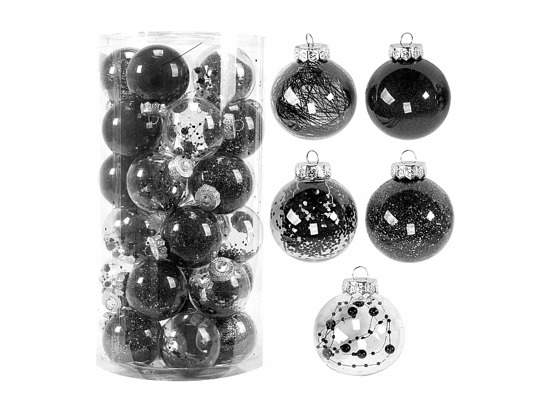 BOULES DE NOËL  SYSD1688-061 30PCS BLACK