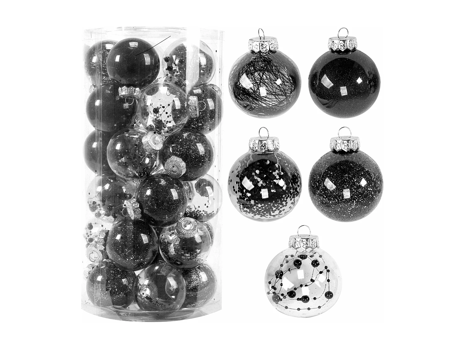 BOULES DE NOËL  SYSD1688-061 30PCS BLACK