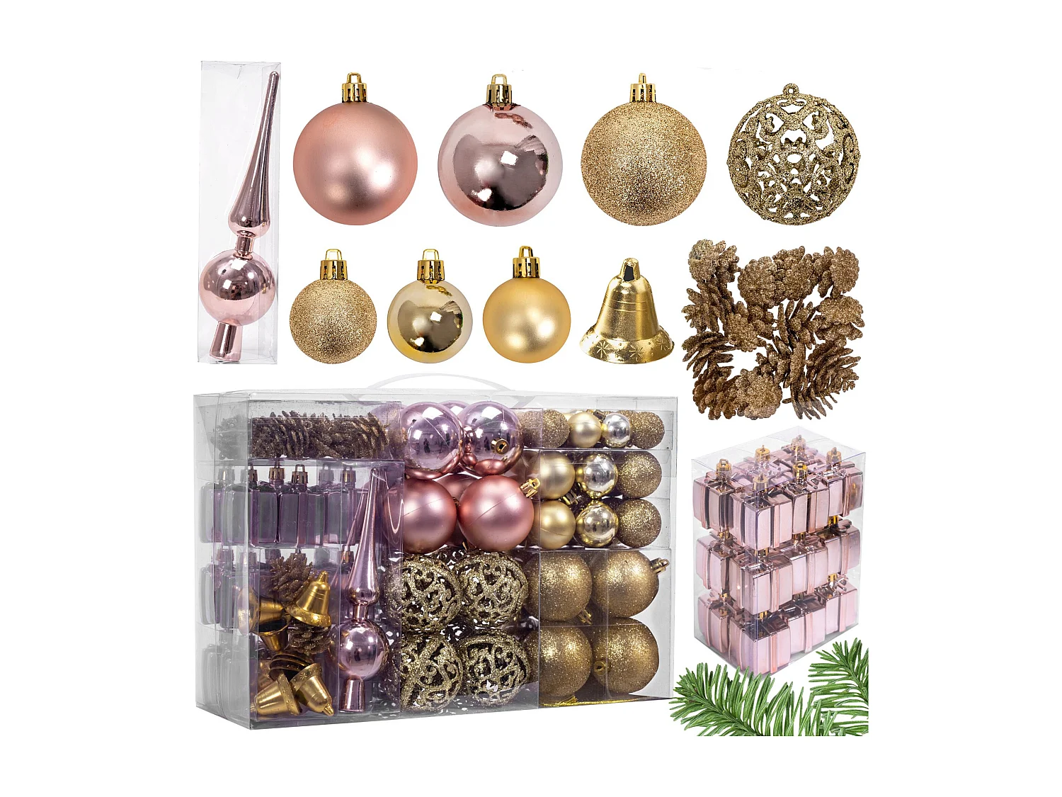 BOULES DE NOËL 311437 101PCS ROSE GOLD