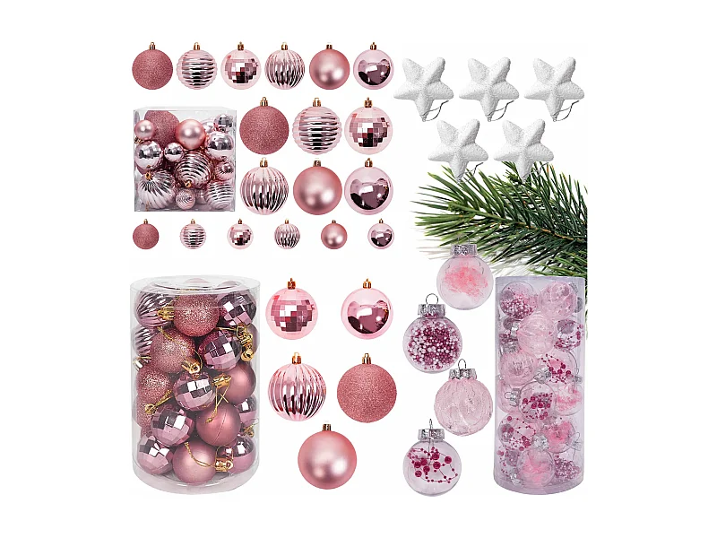ENSEMBLE BOULES DE NOËL 115 pcs PINK