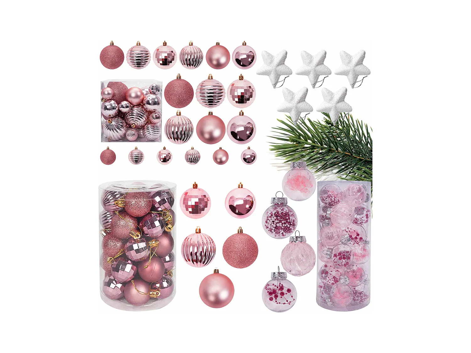 ENSEMBLE BOULES DE NOËL 115 pcs PINK