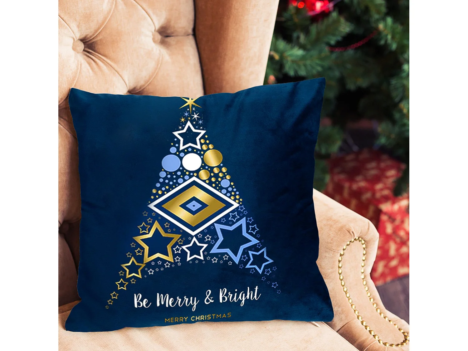 HOUSSE DE COUSSIN DE NOËL 3D 48 45X45 BLUE