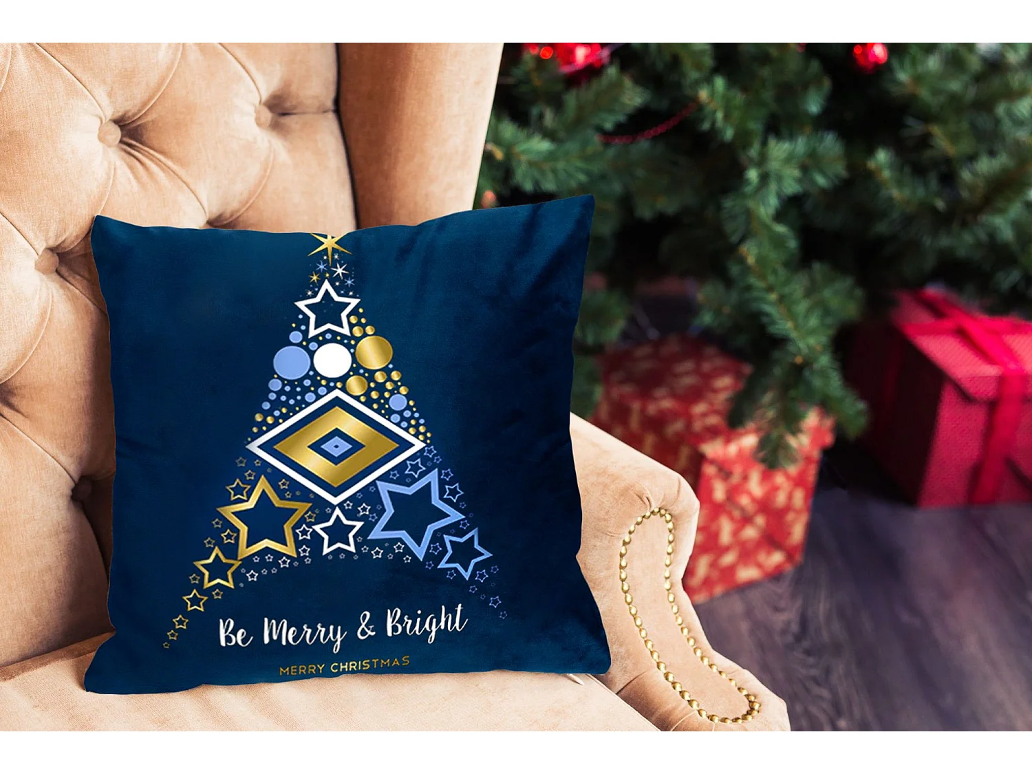 HOUSSE DE COUSSIN DE NOËL 3D 48 45X45 BLUE