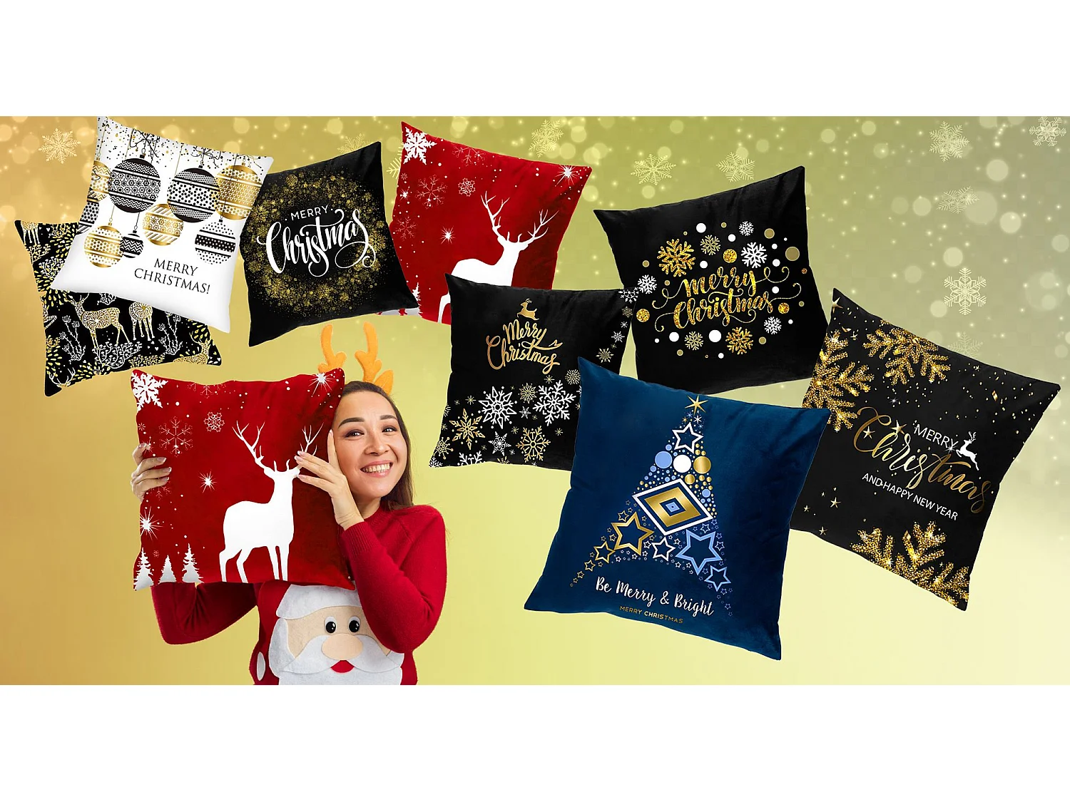 HOUSSE DE COUSSIN DE NOËL 3D 48 45X45 BLUE