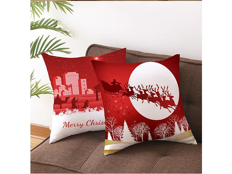 HOUSSE DE COUSSIN DE NOËL 3D 48 45X45 BLUE