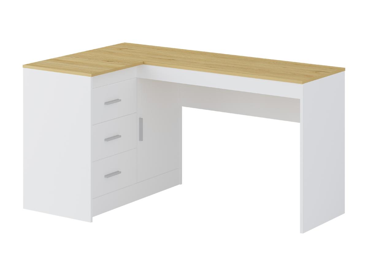 Schreibtisch mit Stauraum - Weiß & Holzfarben - RIDOVA günstig online kaufen