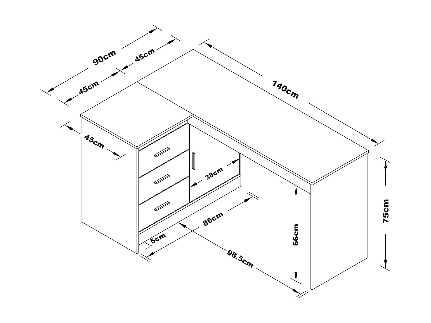 Scrivania con vani portaoggetti Bianco e Naturale - RIDOVA