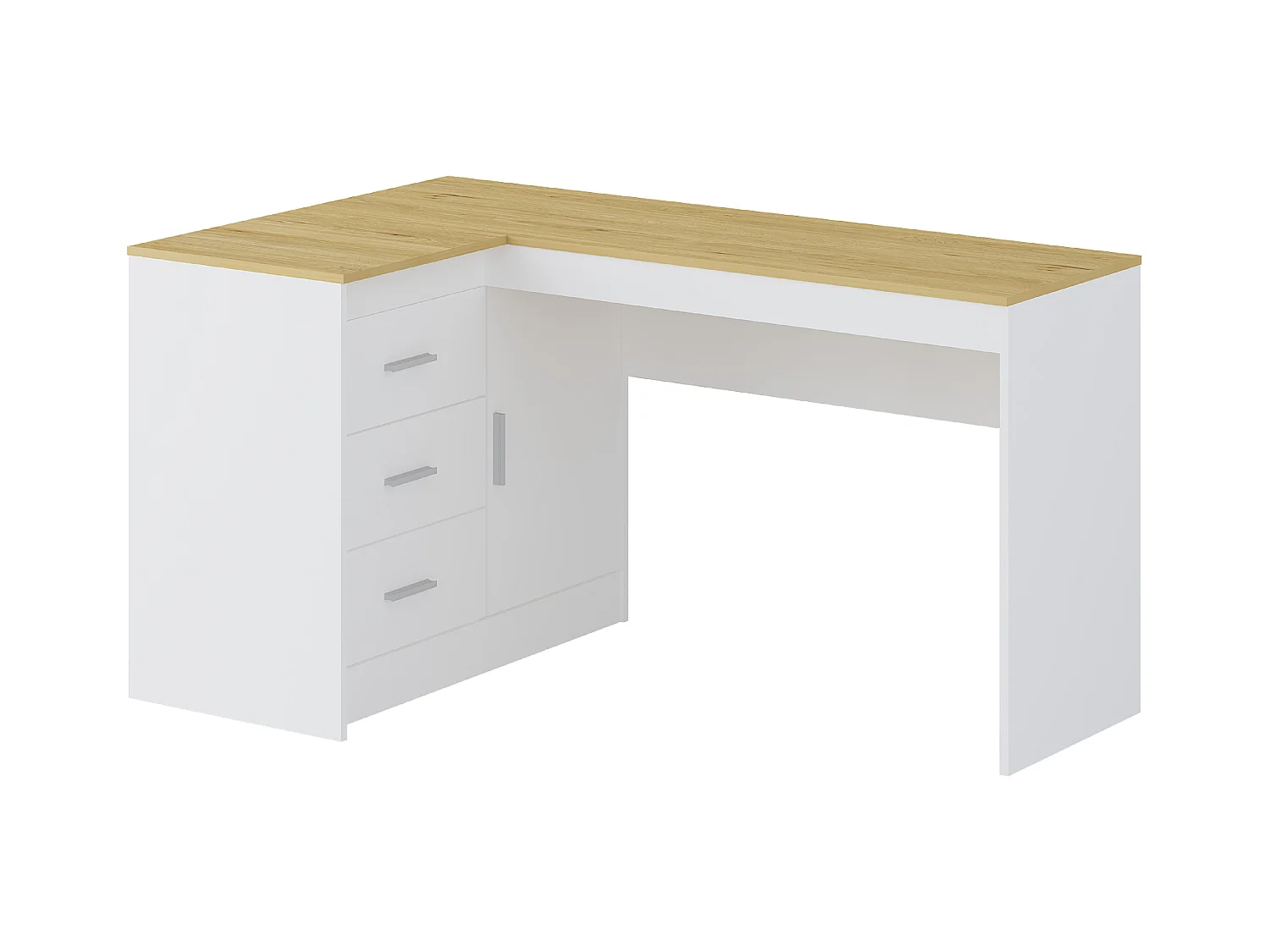 Bureau avec rangements - Coloris : Blanc et naturel - RIDOVA