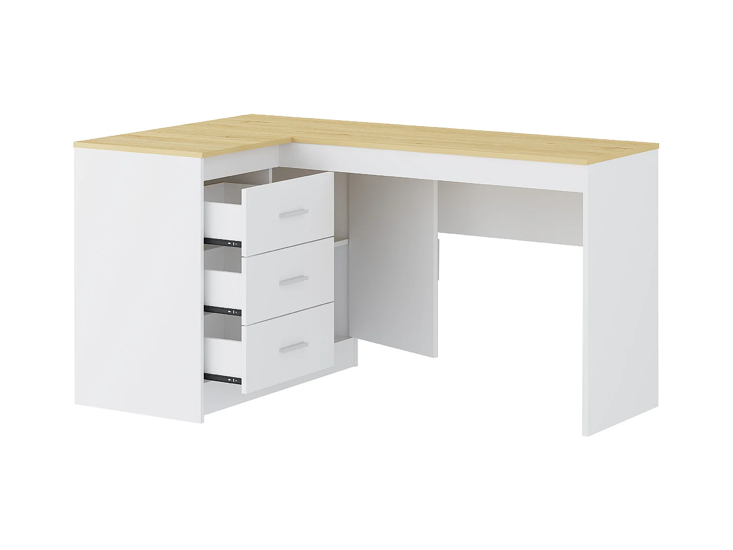 Bureau avec rangements - Coloris : Blanc et naturel - RIDOVA