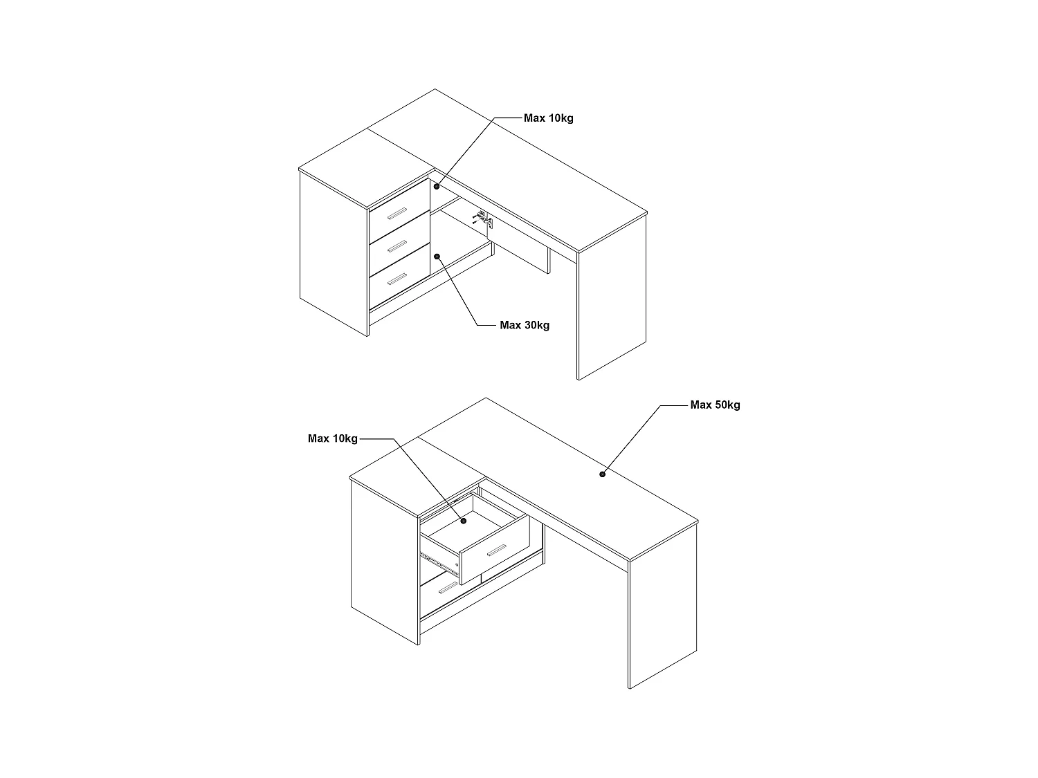 Bureau avec rangements - Coloris : Blanc et naturel - RIDOVA