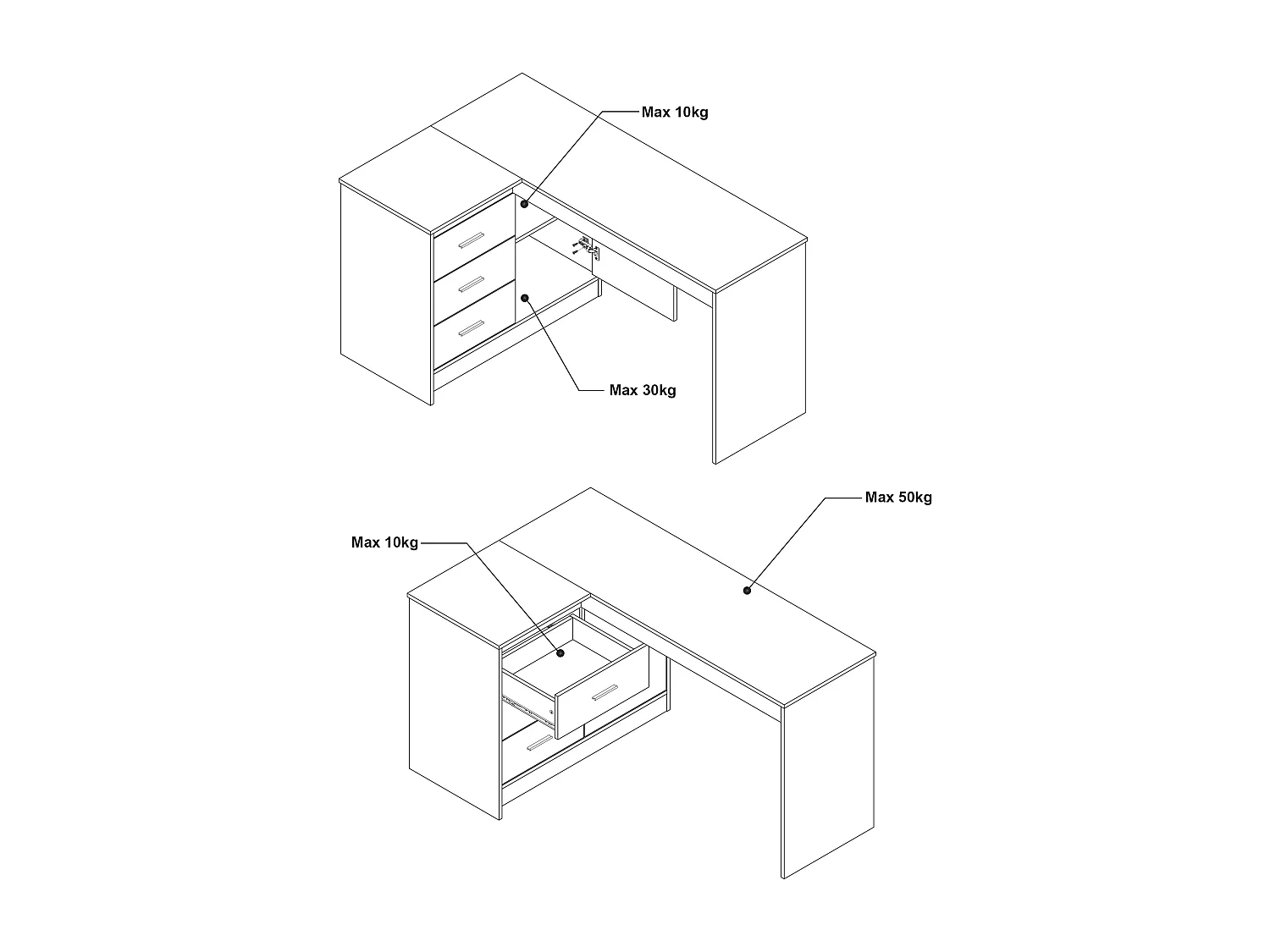 Bureau avec rangements - Coloris : Blanc et naturel - RIDOVA