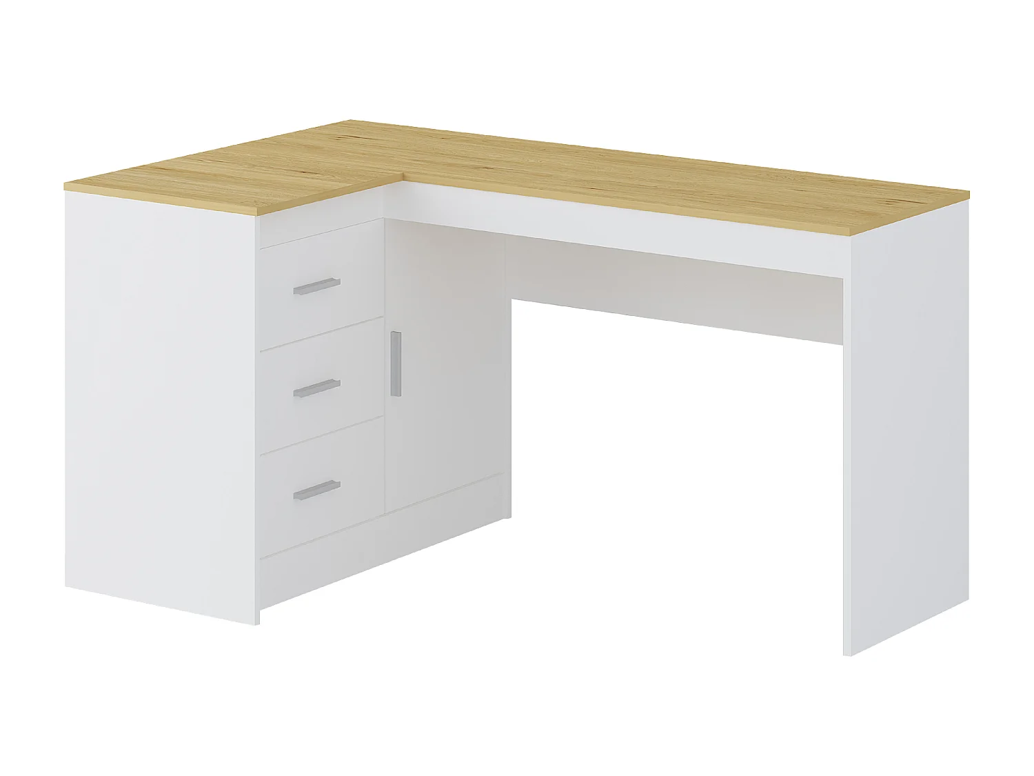 Bureau avec rangements - Coloris : Blanc et naturel - RIDOVA