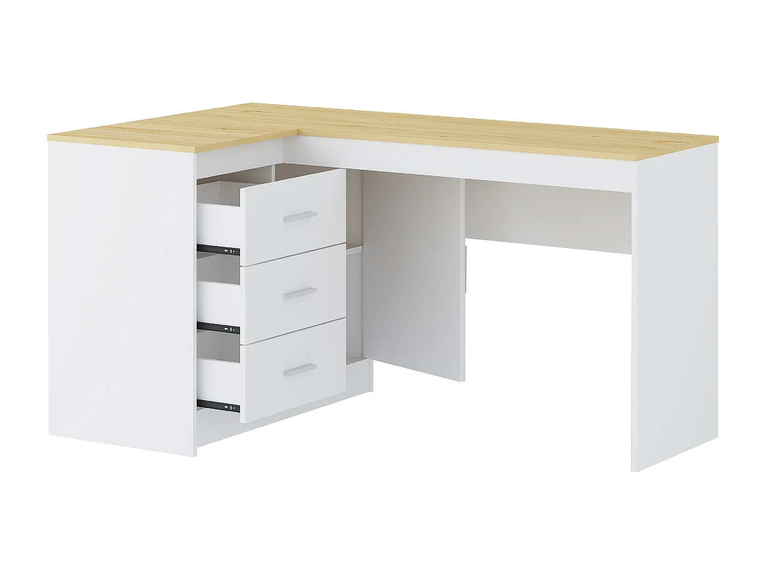 Bureau avec rangements - Coloris : Blanc et naturel - RIDOVA