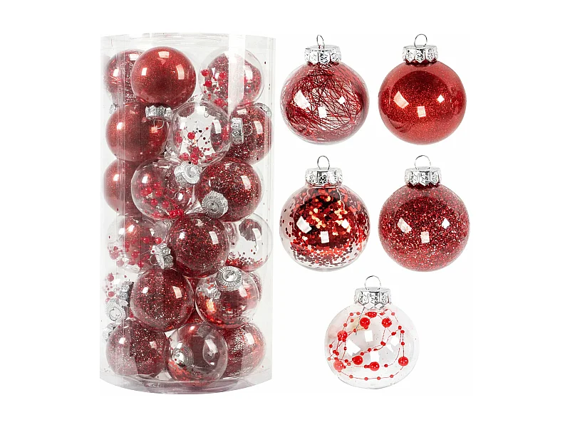BOULES DE NOËL  SYSD1688-070 30PCS RED