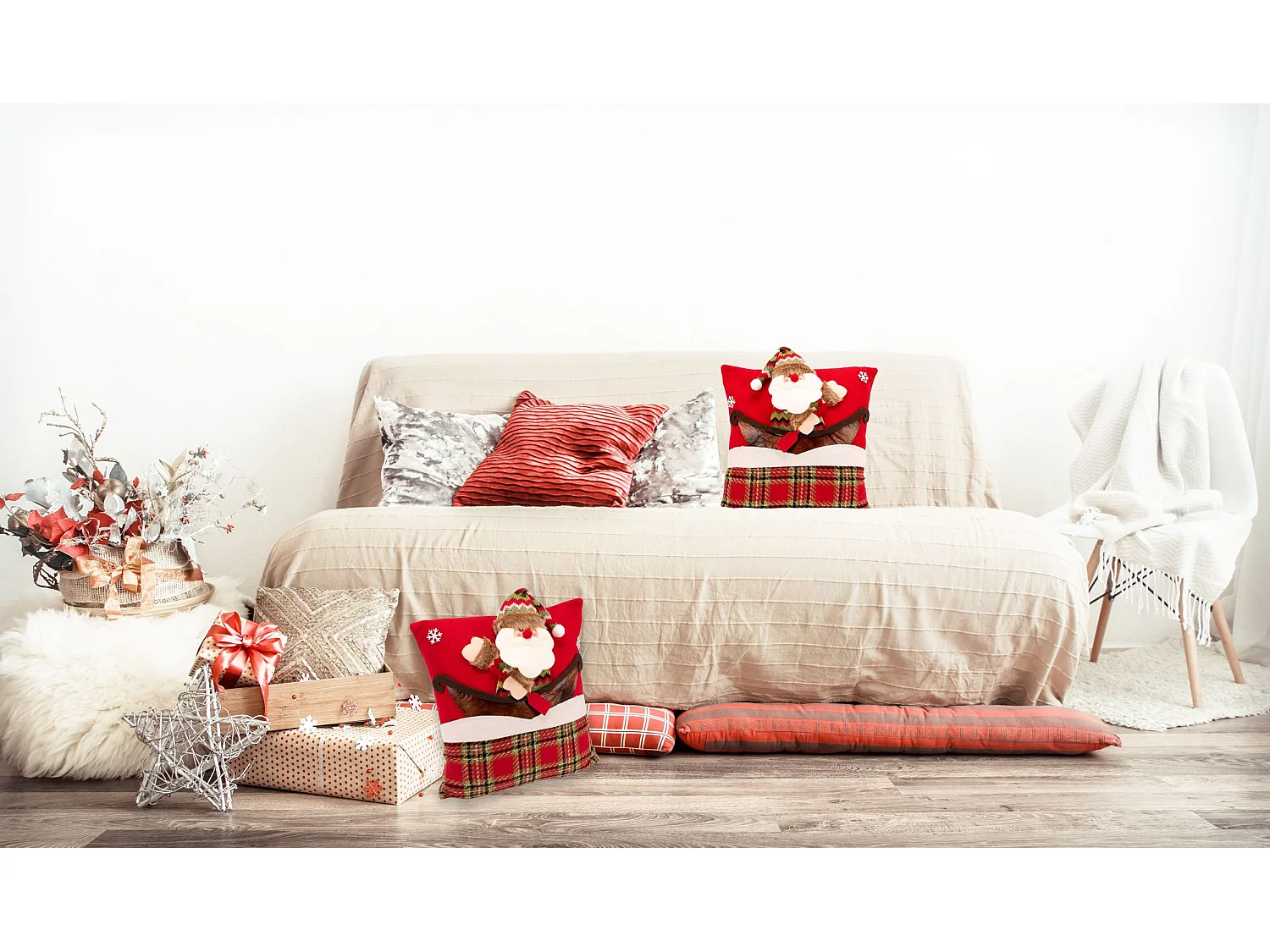 HOUSSE DE COUSSIN DE NOËL  YX021 40X40 DARK RED