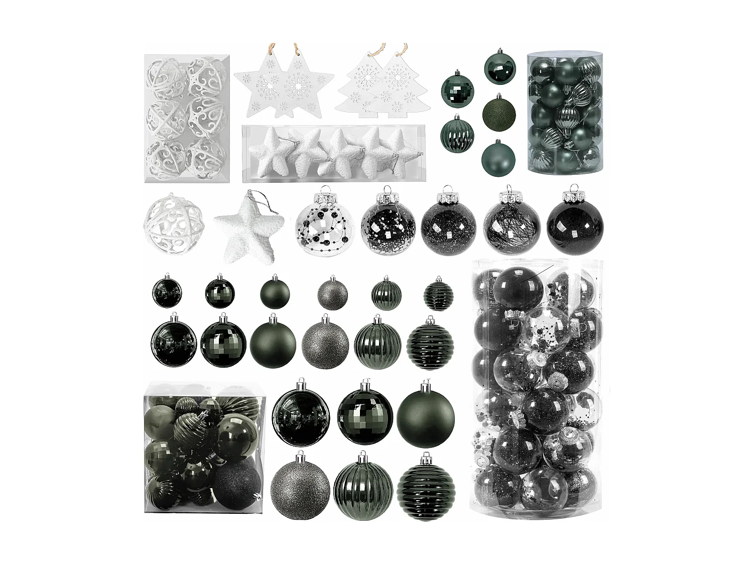 ENSEMBLE BOULES DE NOËL 220PCS BLACK