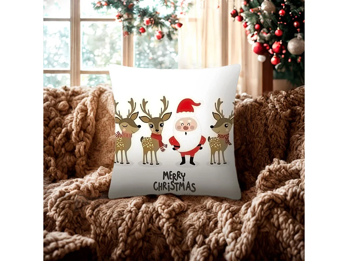HOUSSE DE COUSSIN DE NOËL 3D 32 45X45 WHITE