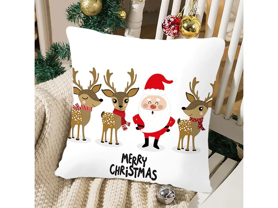 HOUSSE DE COUSSIN DE NOËL 3D 32 45X45 WHITE
