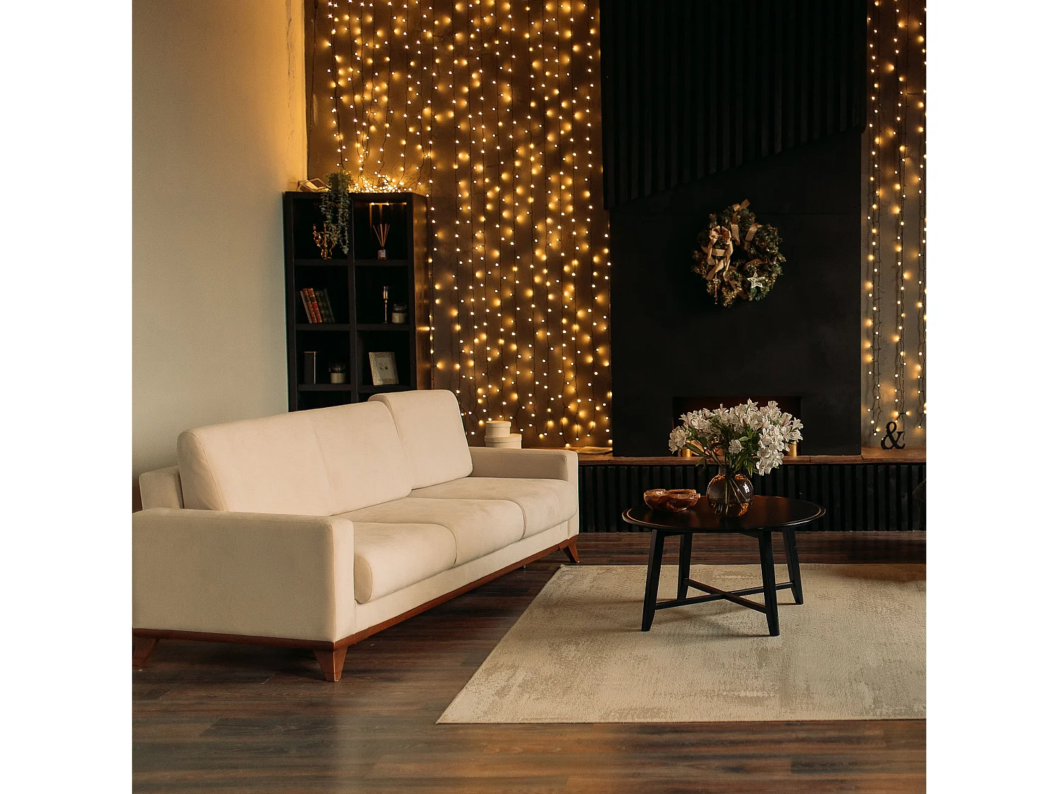 RIDEAU LUMINEUX + TÉLÉCOMMANDE 304 LED GL2007  WHITE