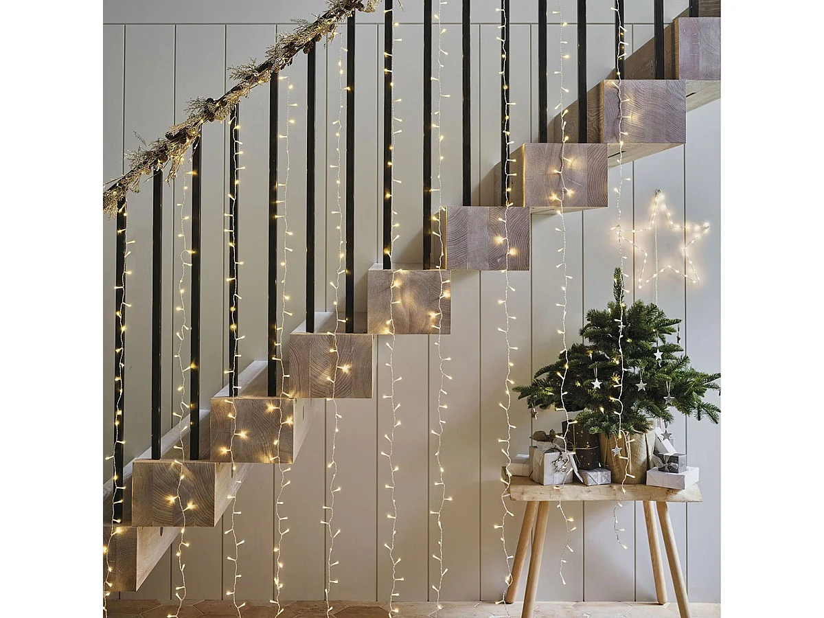 RIDEAU LUMINEUX + TÉLÉCOMMANDE 304 LED GL2007  WHITE