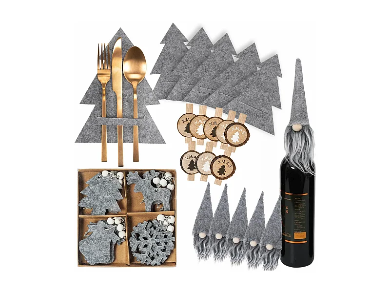 ENSEMBLE DE DÉCORATIONS DE NOËL 42PCS GREY