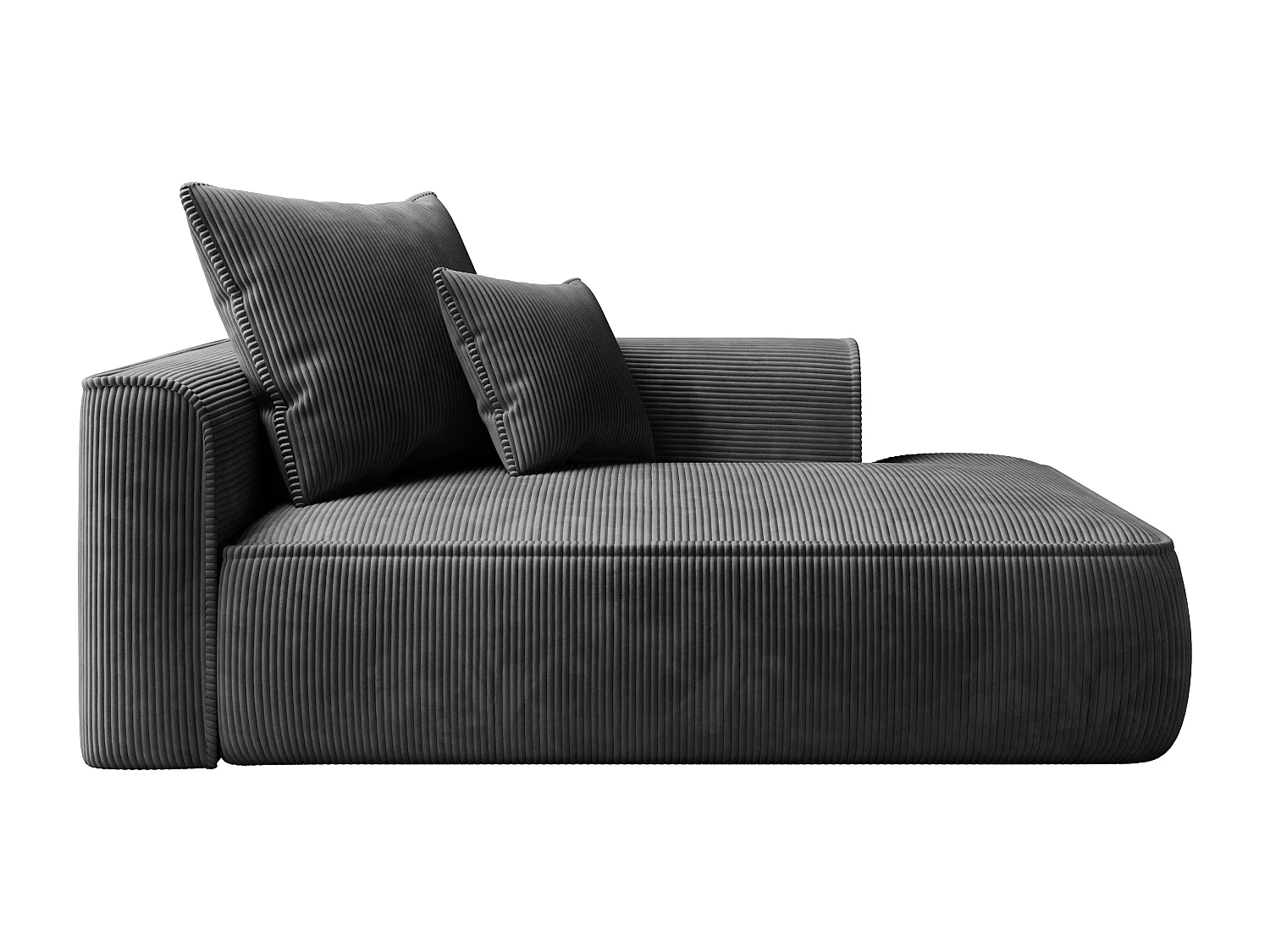 Chaise longue met hoek rechts van antraciet ribfluweel PINETA