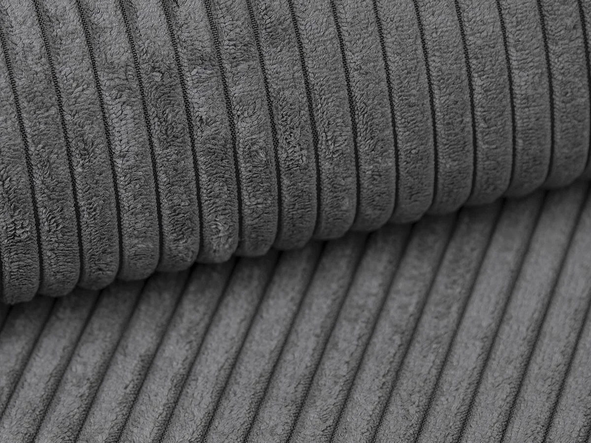 Chaise longue met hoek rechts van antraciet ribfluweel PINETA