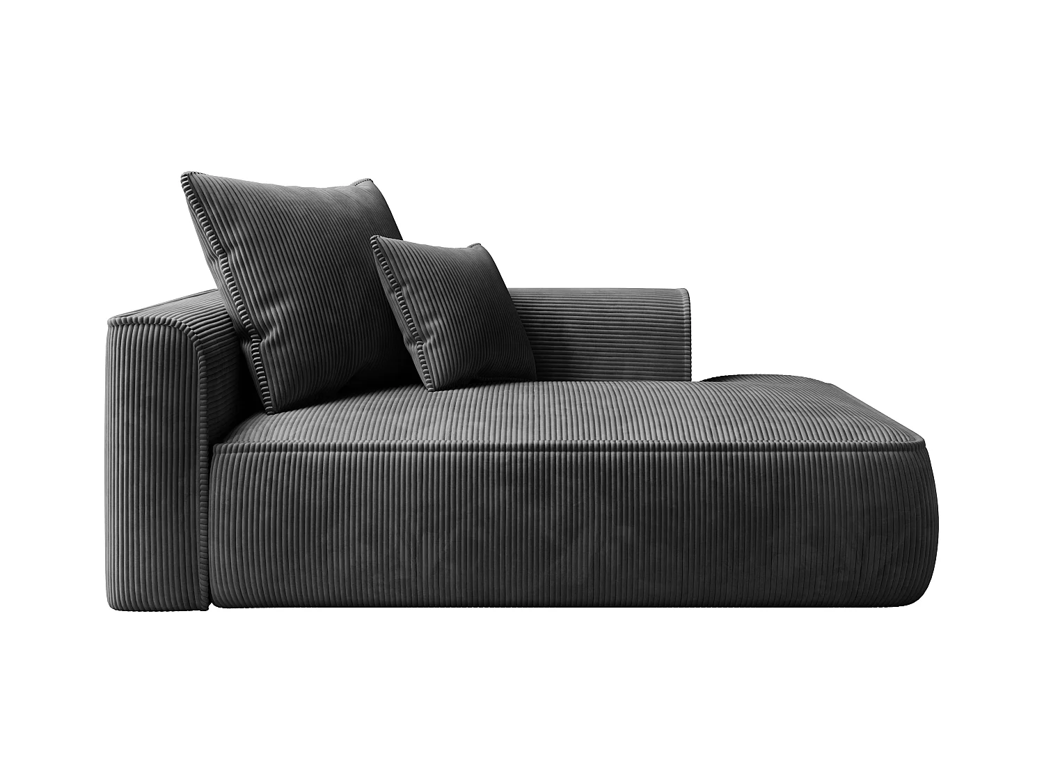 Chaise longue met hoek rechts van antraciet ribfluweel PINETA