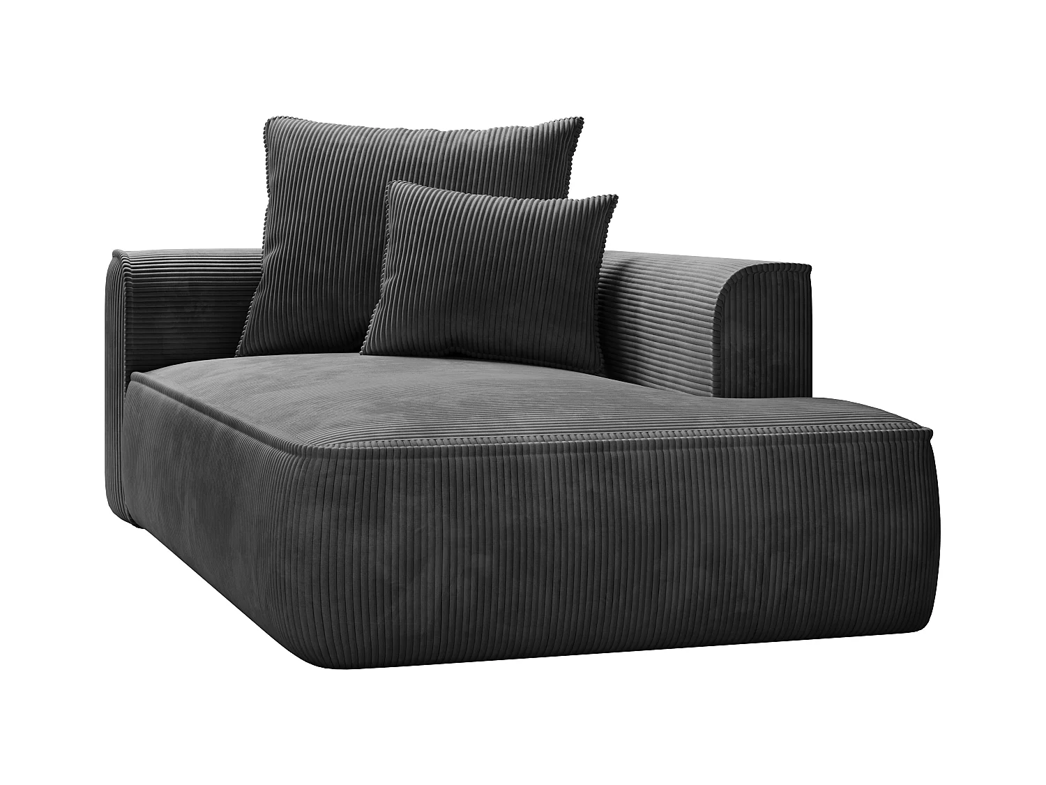 Chaise longue met hoek rechts van antraciet ribfluweel PINETA