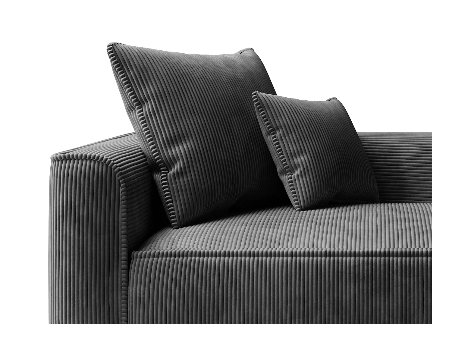 Chaise longue met hoek rechts van antraciet ribfluweel PINETA
