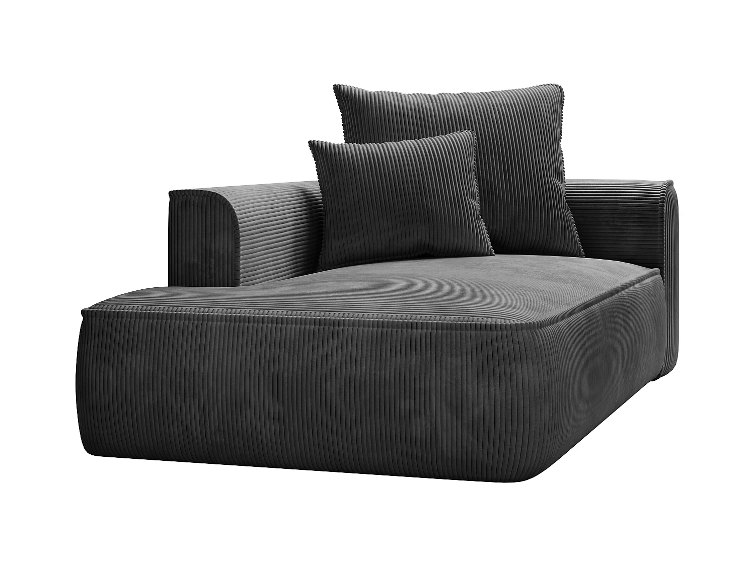 Recamiere - linksseitig - Cord - Anthrazitgrau - PINETA