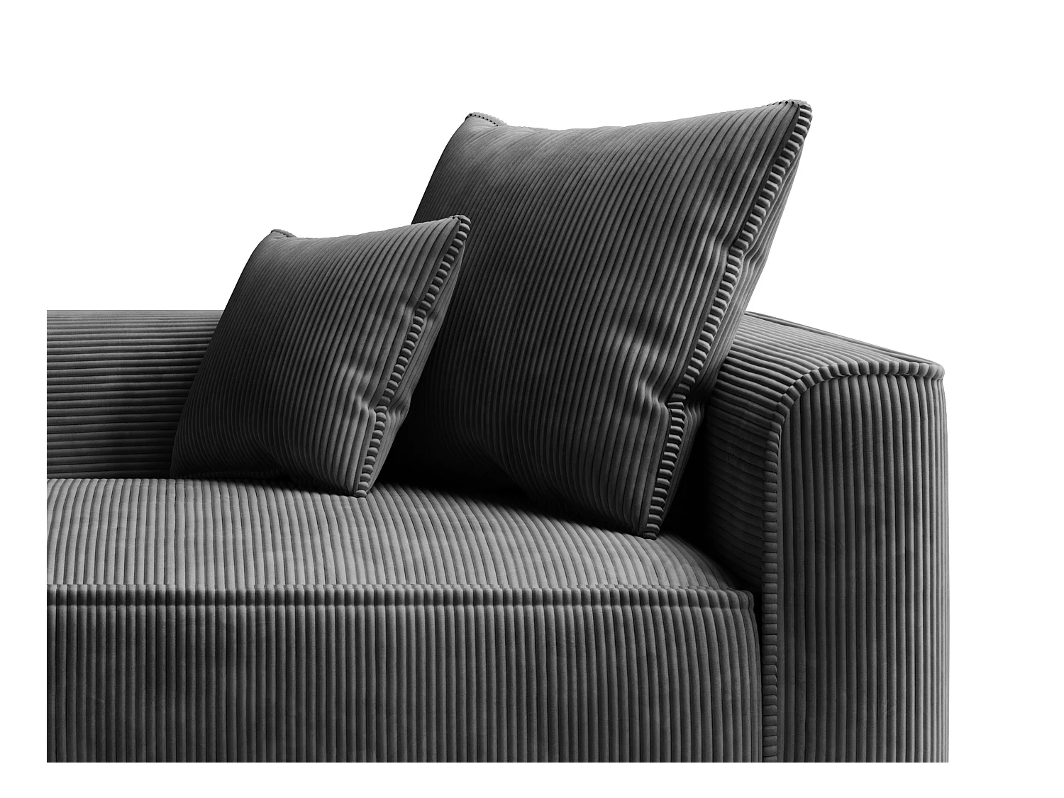 Méridienne gauche en velours côtelé gris anthracite PINETA